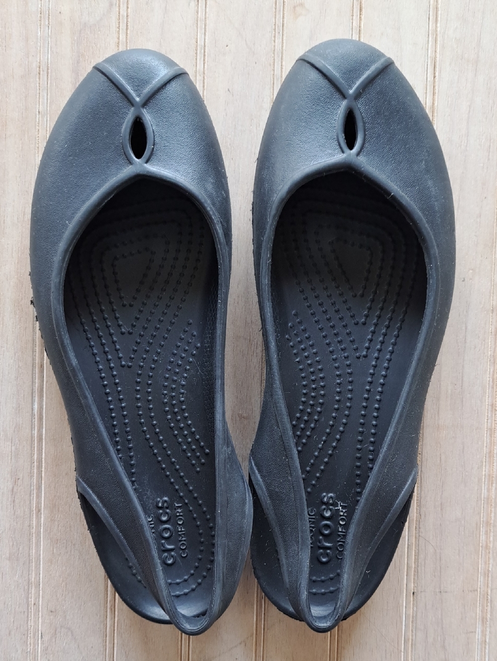 Crocs Iconic Comfort Olivia II Black  Lightweight Swing Back Flats